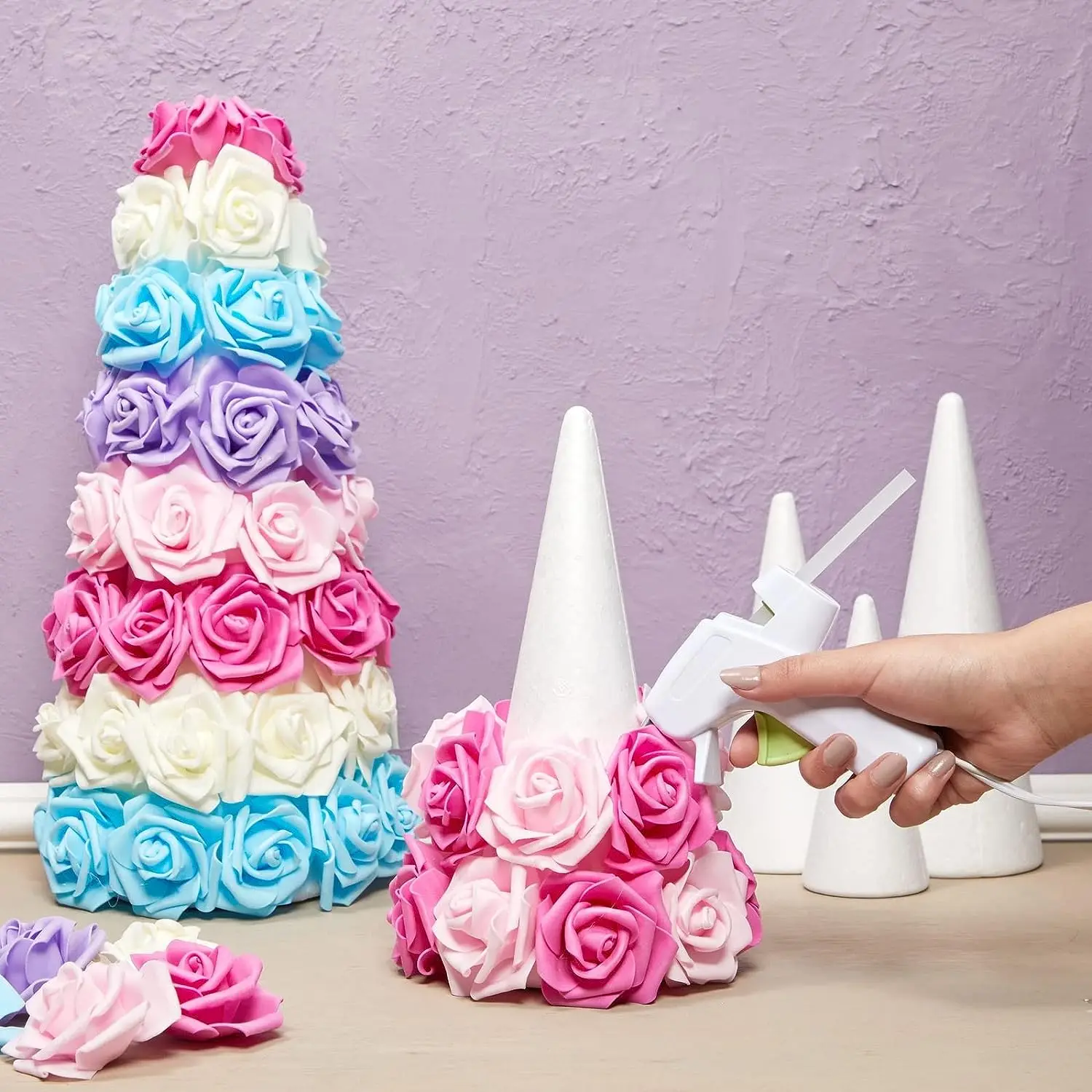 Various Sizes White Foam Cone For Flower Arrangement Cake Crafts Christmas Trees Festival Decorations