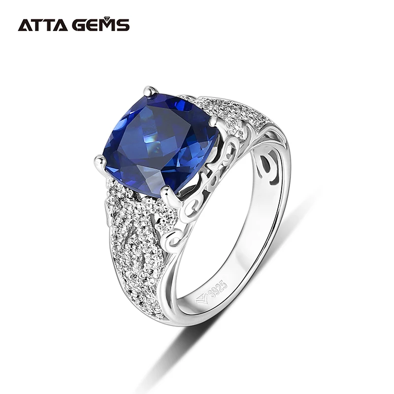 4.3 Carats Blue Sapphire Ring For Man 100% 925 Sterling Silver Blue Sapphire Rings Fine Jewelry Party Gifts Engagement  Wedding