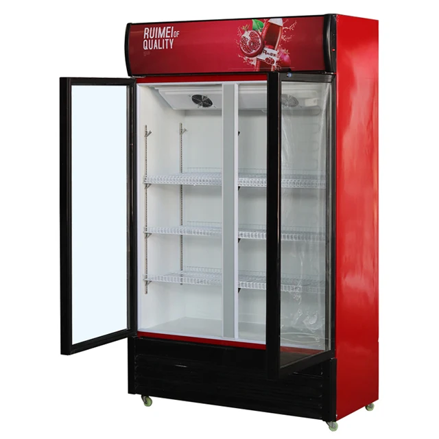 Drink Bottle Cooler Display Refrigerator Commercial Double Glass Door Beverage Fridge