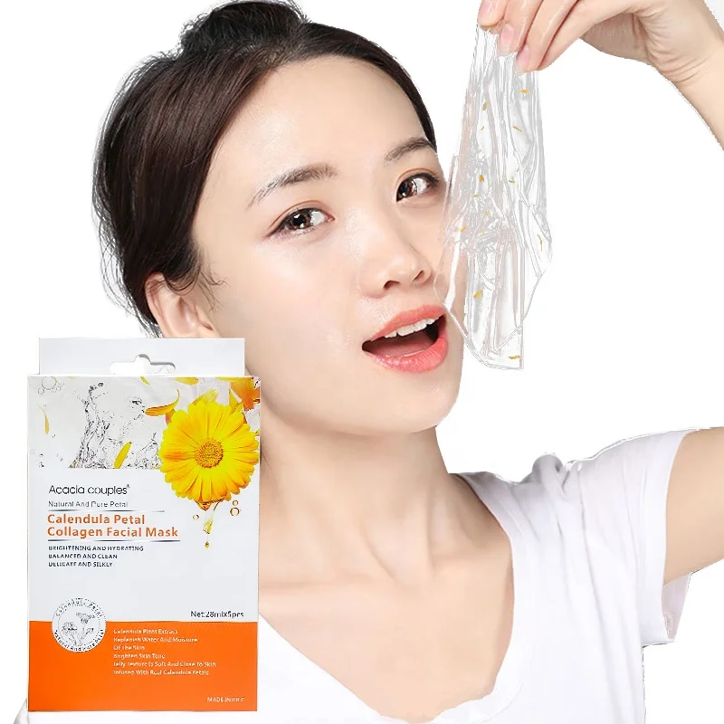 Acacia couples Face Mask Calendula natural petals Facial Mask Hydrating Crystal Collagen Korean Hydrogel soothing Facial Mask