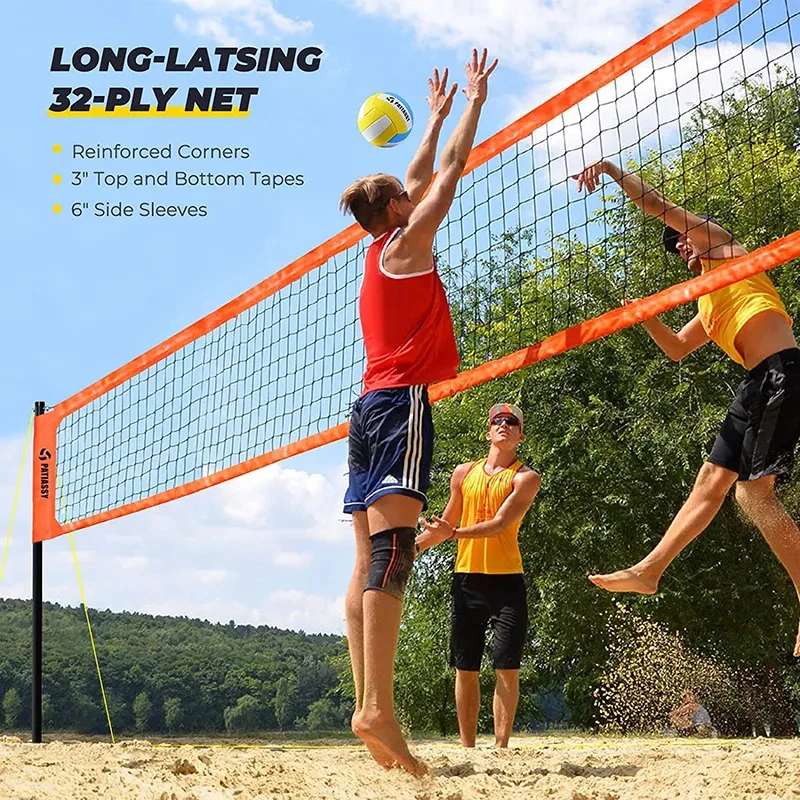 Professional Volleyball Net for Backyard Beach Portable Outdoor Volleyball Set with Winch System, 2' Aluminum Poles