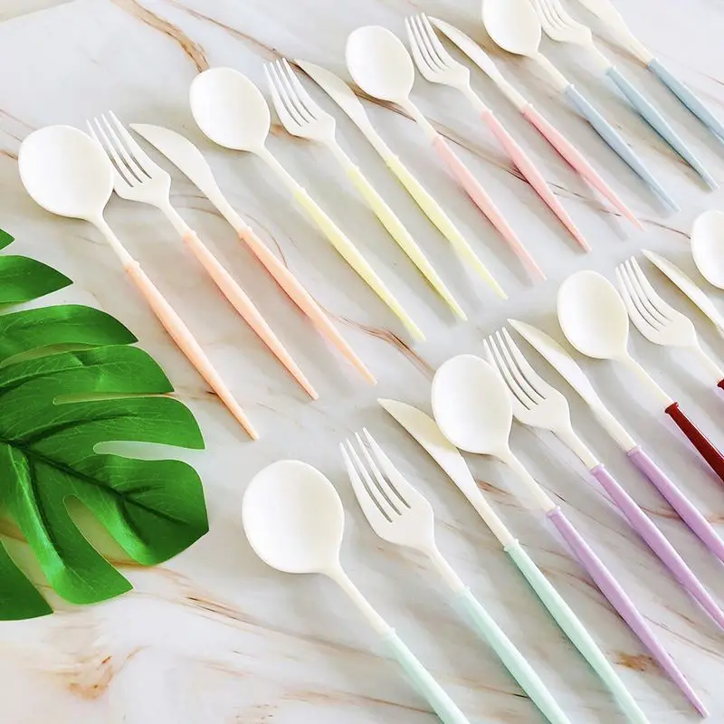 BPA Free Plastic Knife Fork Spoon Disposable Cutlery Set Party Flatware for Wedding Birthday