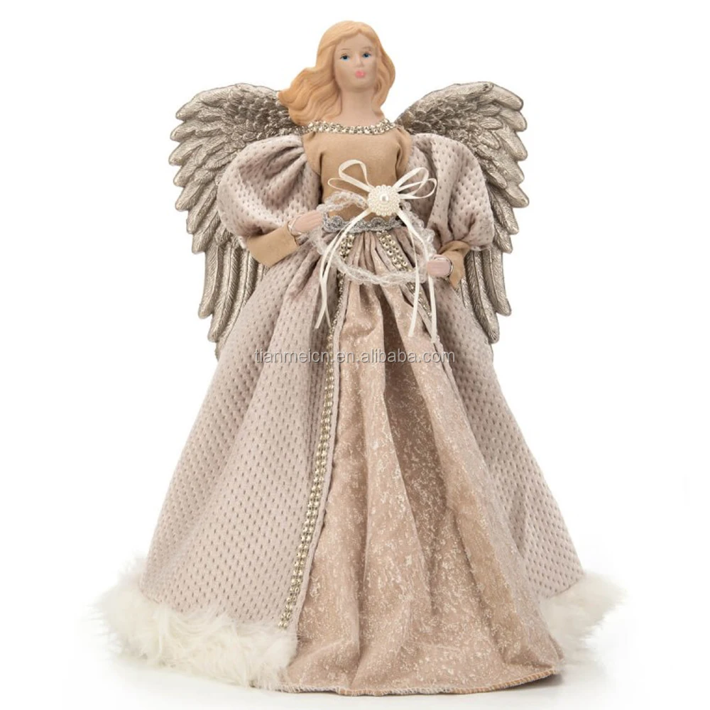 Angel fashion 40 cm elegant christmas tree top ornament for home decoration holiday series fabric doll party showpiece xmas item