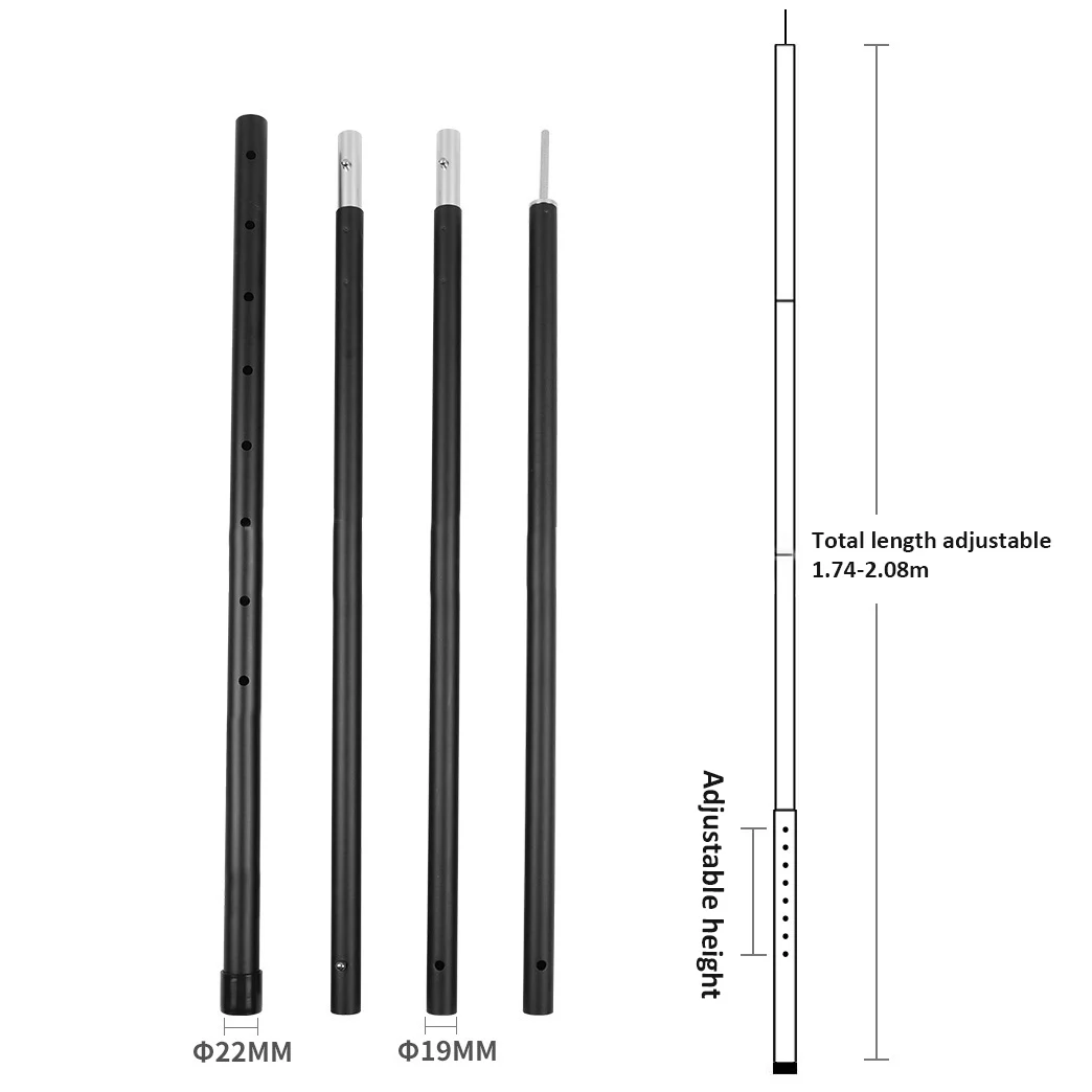 OEM Custom Outdoor Telescopic Adjustable Aluminum 6061 Tarp Pole Camping Tent Poles