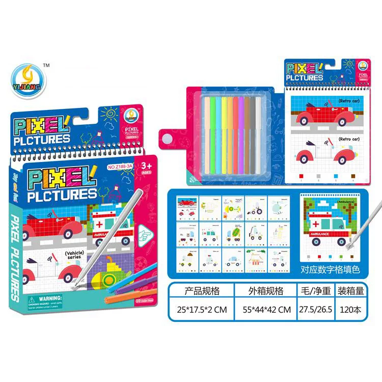 Best Sell Vehicle Painting Book10Color pencil& 15painting set creative graffiti coloring painting Easy to carry picture book toy