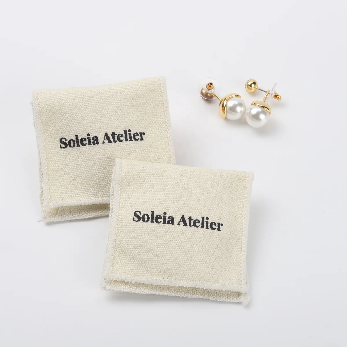 Custom Logo Printed Brush Canvas Earring Jewelry Packaging Flap Bag Luxury Necklace And Bracelet Envelope Pouch