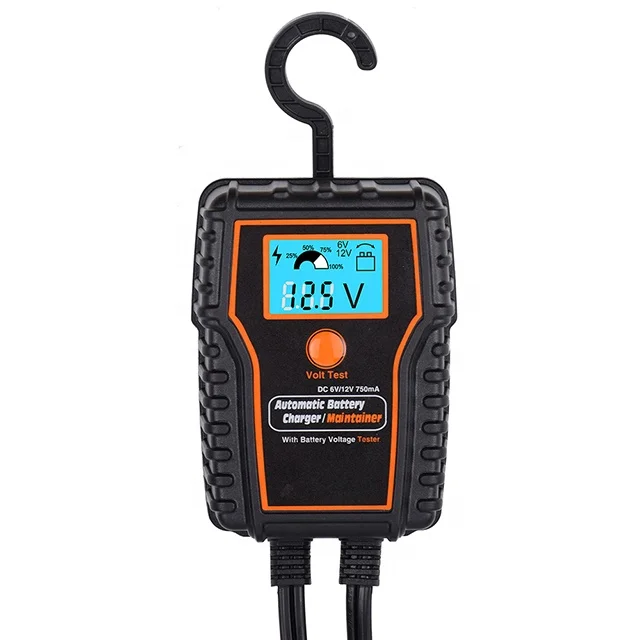 Portable Car Motorcycle Lawn Mower Maintainer 12V 1A Smart Automatic Trickle Charger for Flooded Gel Agm Lead Acid Batteries