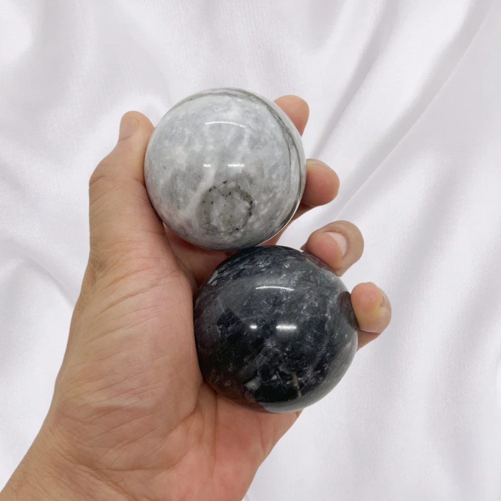 Set of 2 50mm Tourmaline Jade Fitness Balls Carved Crystal Balls Agate&Gemstone Polished Spheres with Engraving Love Theme