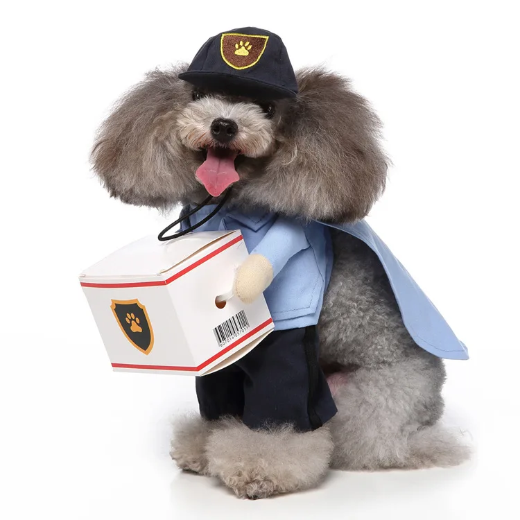 Plush Dog Hoodies Pajamas Carton Postman Cosplay Halloween Christmas Costumes Funnny Dress Up for All Sizes Dogs Cats