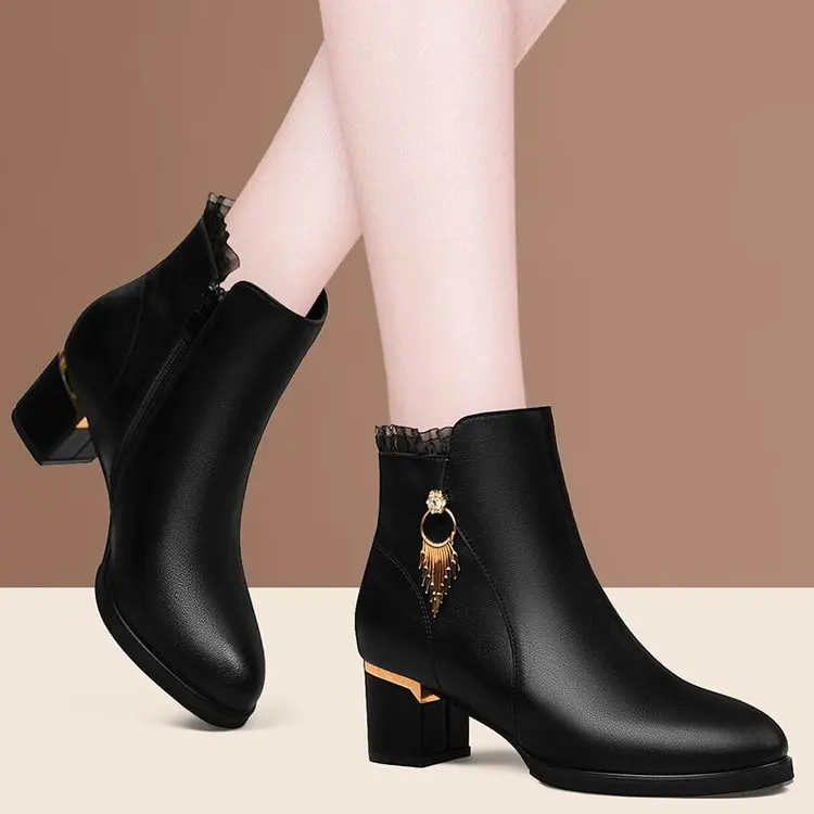 Hot Sale PU Women Winter Boots Offset Printing Ankle Bootie Ankle Bootie Boots For Women