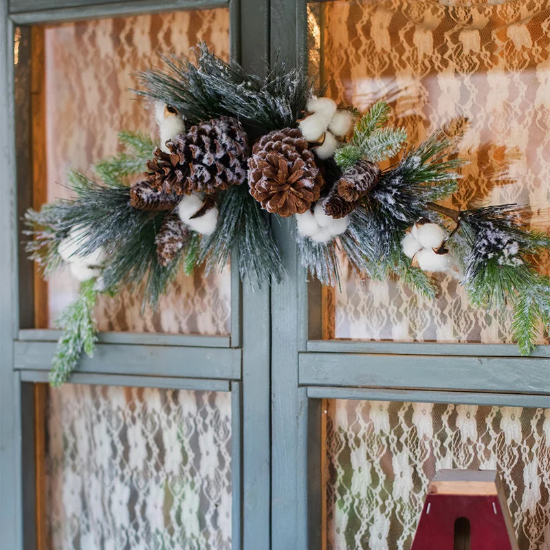 Christmas decorations garland vine nordic snow scene christmas artificial wreath