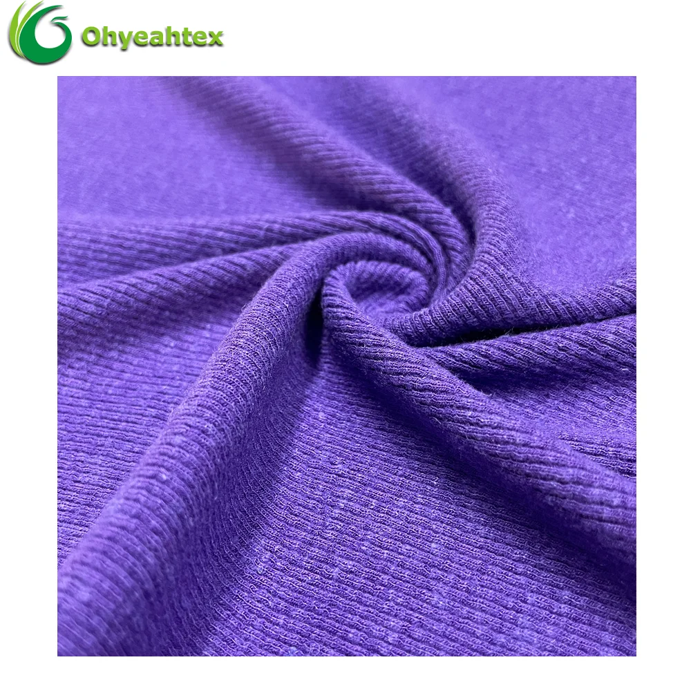 New Arrival 67% Organic Hemp 28% Bamboo 5% Spandex Rib Clothing Fabric For Sweater
