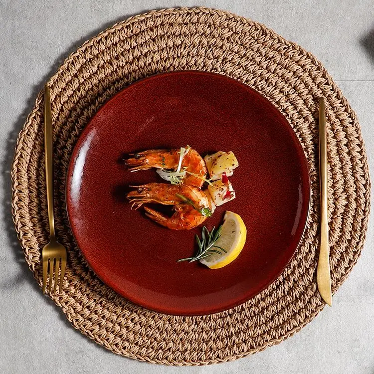 Restaurant Used Modern Plates Ceramic Red Plates Sets Dinnerware Ceramic Dinner Porcelain