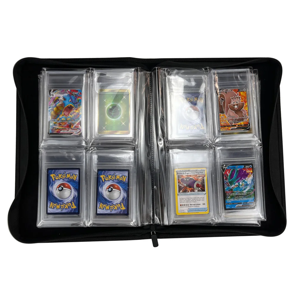 custom logo TCG MTG yugioh jumbo leather premium sports baseball poke mon CGC BGS PSA slab graded card binder for storage