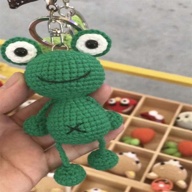 Funny Crochet Custom Amigurumi Little Animals Keychain Crochet Frog Crocheted Frog Keychain
