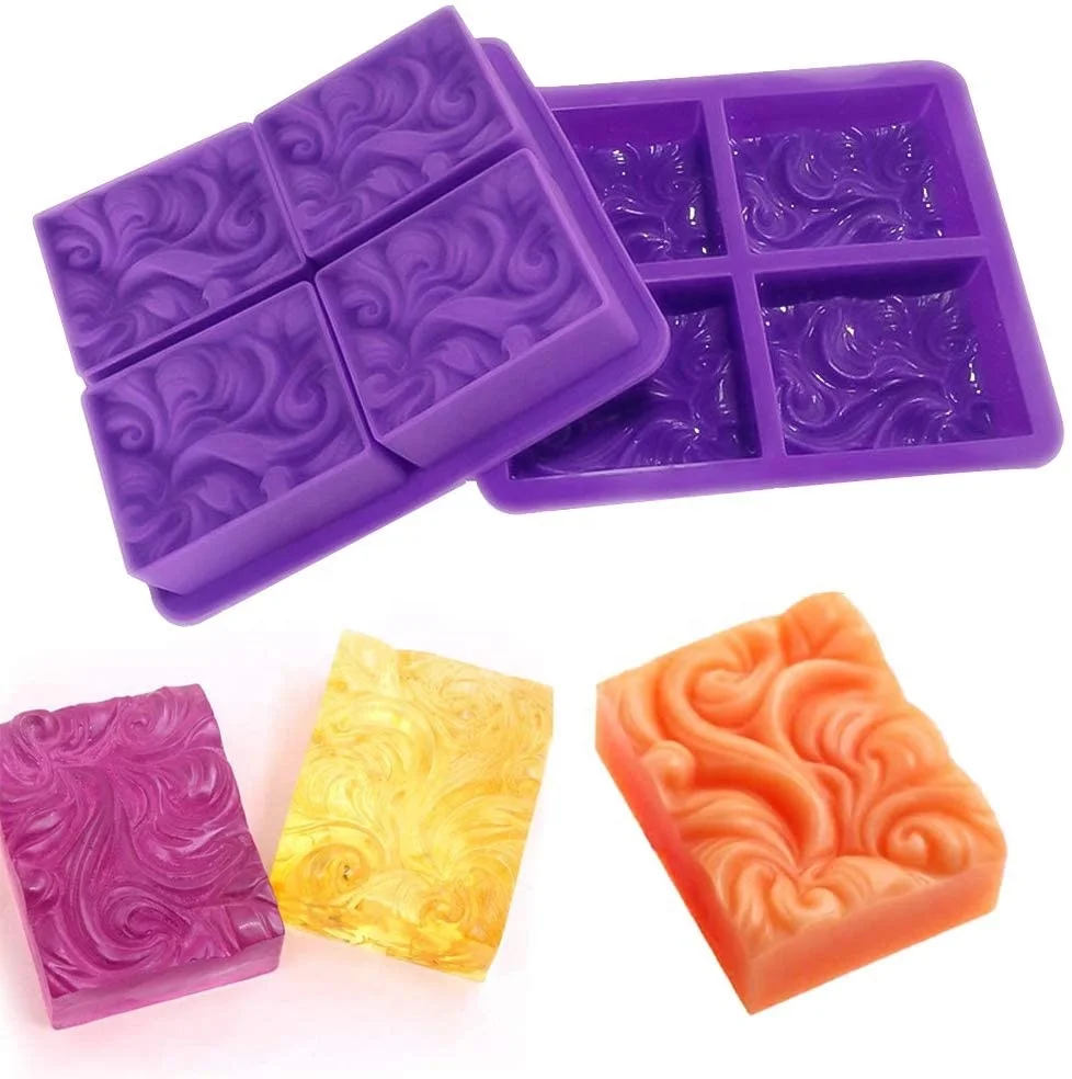 Wholesale 4 wave flower silicone handmade soap mold cake mold DIY aromatherapy plaster mold