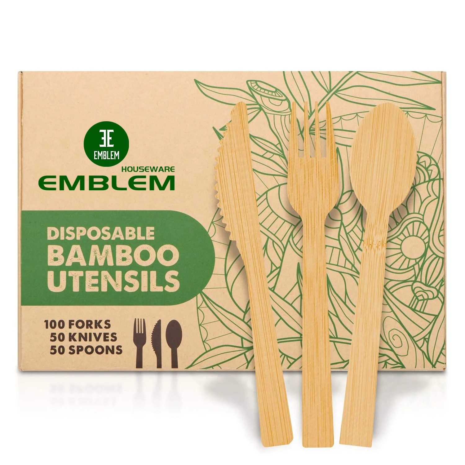 Набор биоразлагаемых одноразовых деревянных столовых приборов из бамбука