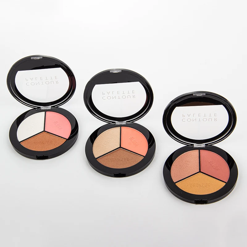 
3 in 1 Highlighter Blusher Bronzer Soft And Delicate Contour Powder Palette 