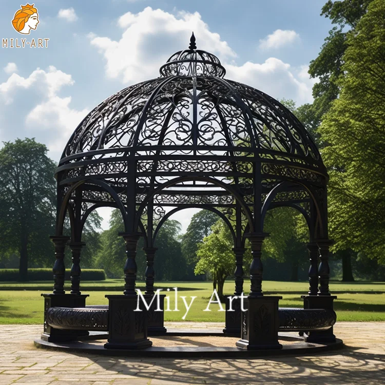 Hot Sale Outdoor Garden Large Metal Pavilion with Iron Dome Cast Iron Gazebo