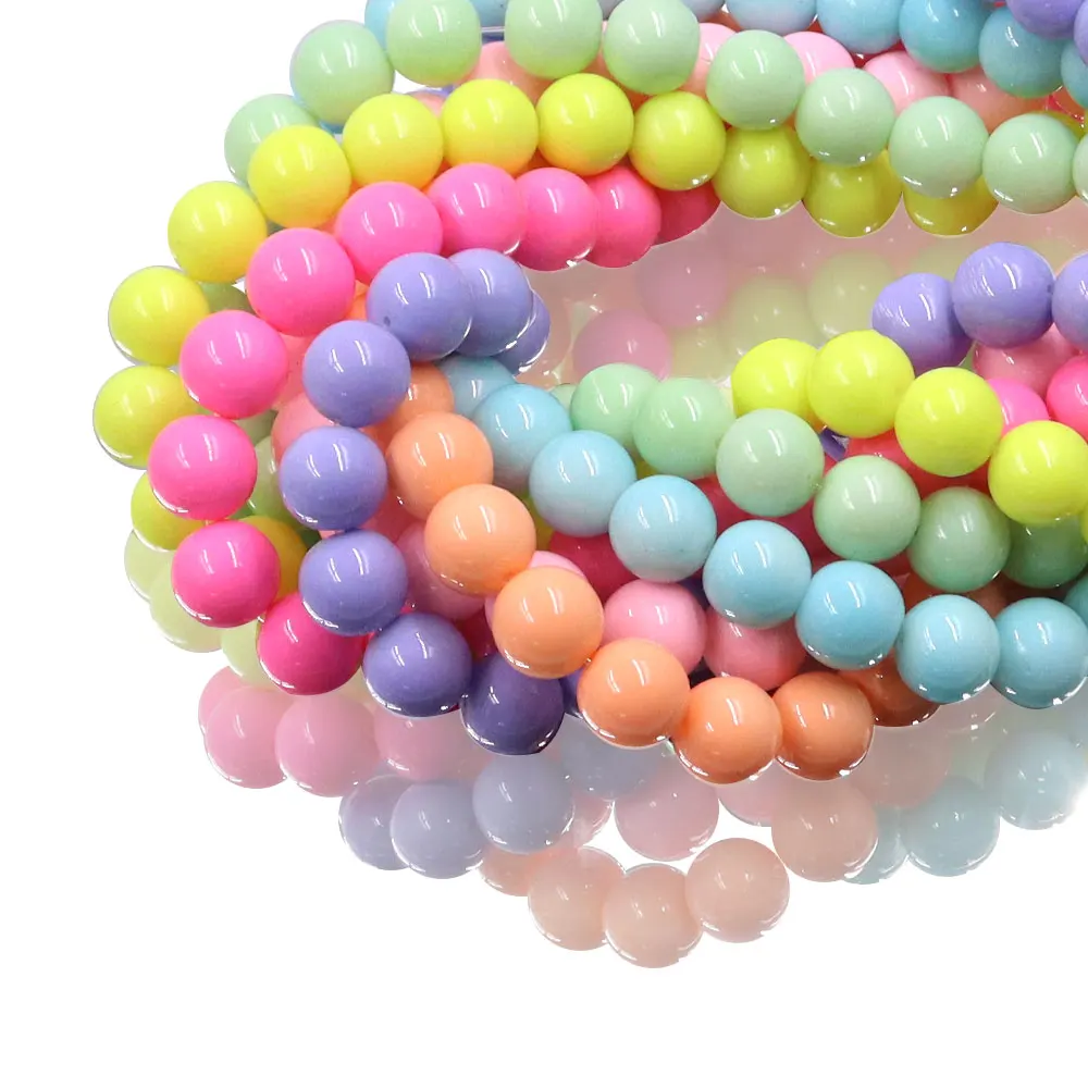 In stock Round 10mm non trace glass beads with drilled hole solid color beads colorful glass bead for jewelry making