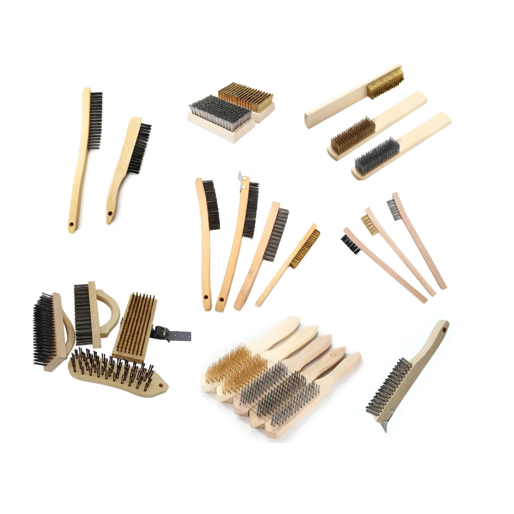 Manufacturer  Wood Handle Wire Brush SeriesSteel Stainless Steel Brass Brush with wooden handle for  Cleaning and Rust Removal