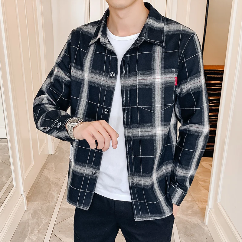 New Design Christmas Custom Logo Cotton Oxford Men Shirt Long Sleeve formal mens dress check plaid shirt chemises chemise homme