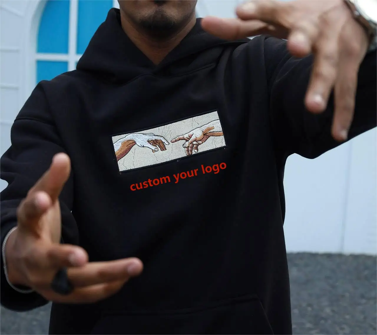High Quality 400G Heavyweight Oversize Fleece Hoodie Custom Logo Embroidery Lined Streetwear Pullover Cartoon Letter Blank