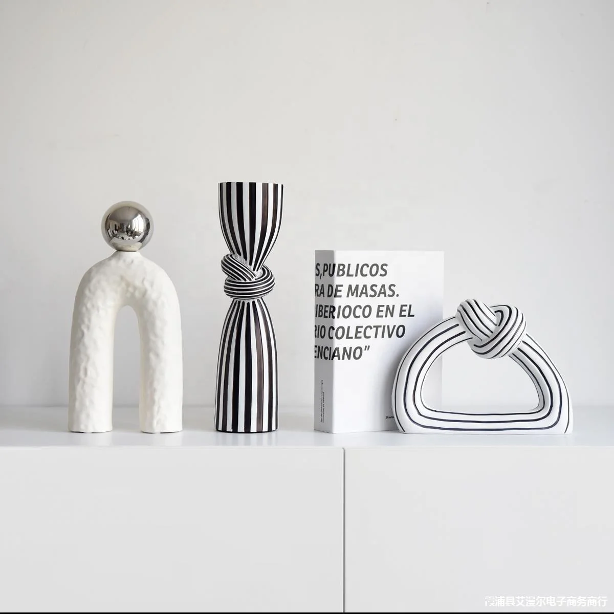 Креативные черные и белые домашние мягкие настольные украшения в полоску подсвечник набор для свадьбы