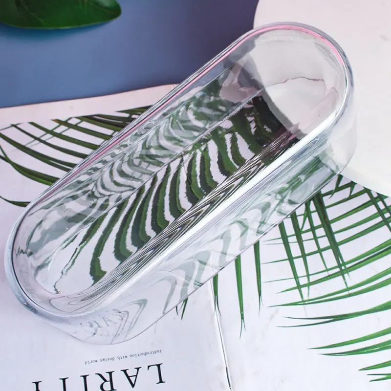 Handmade  Luxury Home Decoration Tabletop Long Different fleshiness Small Plant Oval Glass Vase