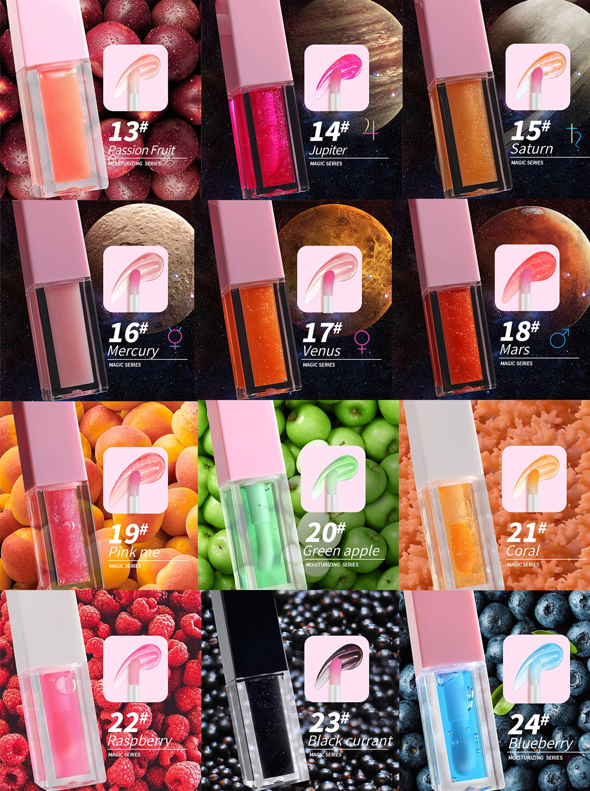 Diamond Luxury Glossy Magic Plumping Fruit Shiny Lip Oil Private Label Vegan Color Changing Lip Oil