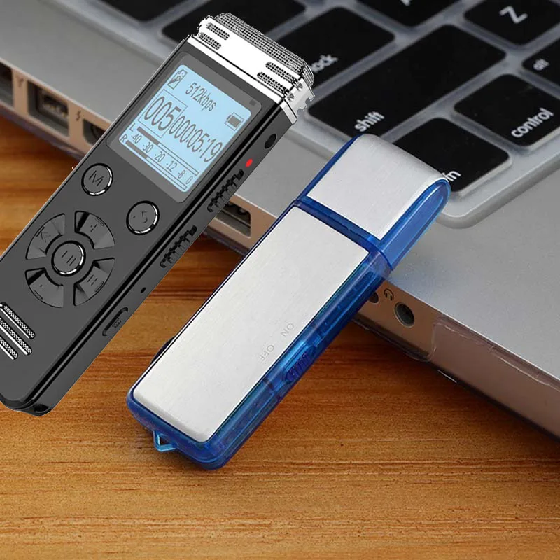 Custom Mini One Key Recording USB Disk Audio Recorder Keychain Voice Recorder for Lectures Black