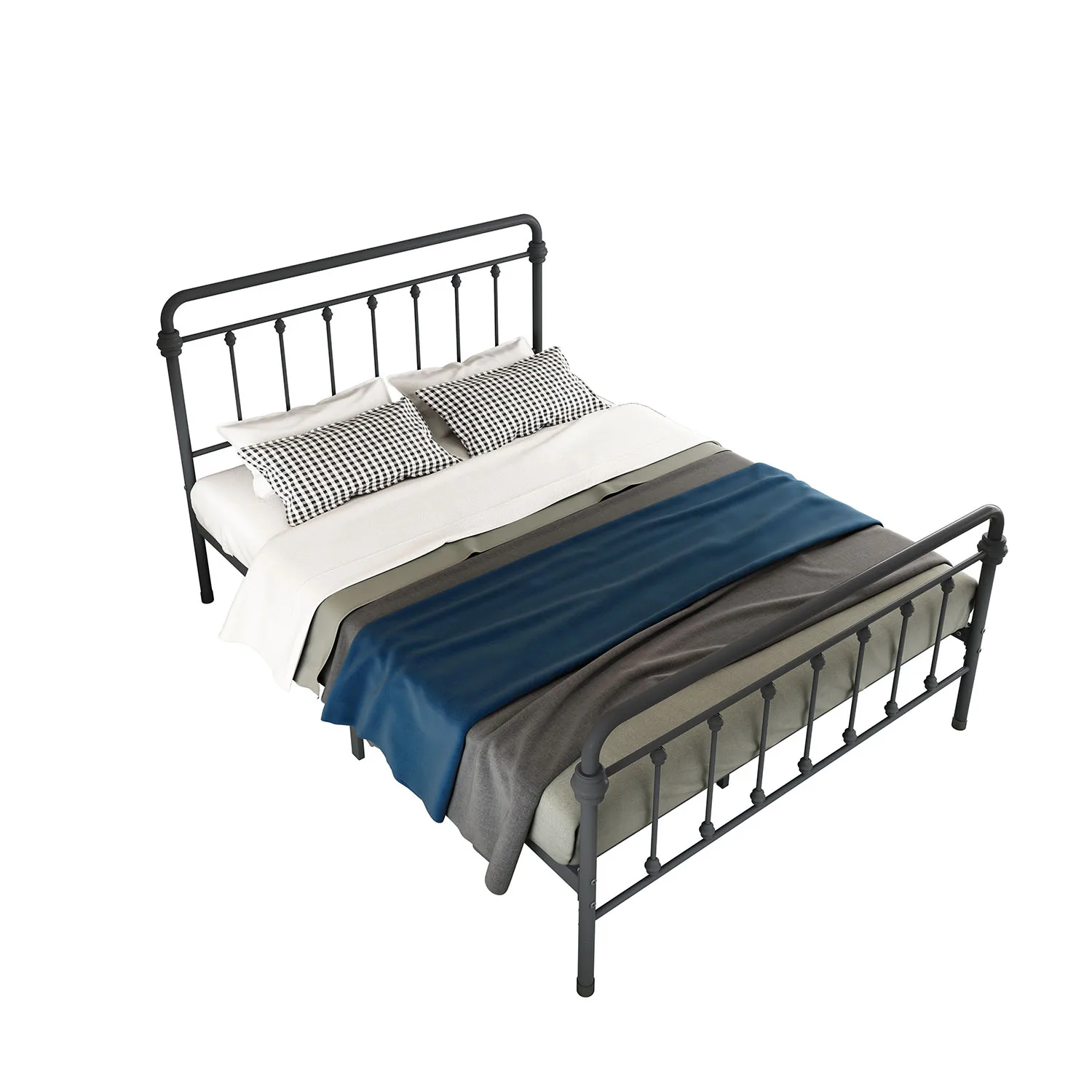 
Hot Sell Nordic Style Bedroom Furniture Double Queen Size Vintage Bed Children Metal Beds For Kids Adult 