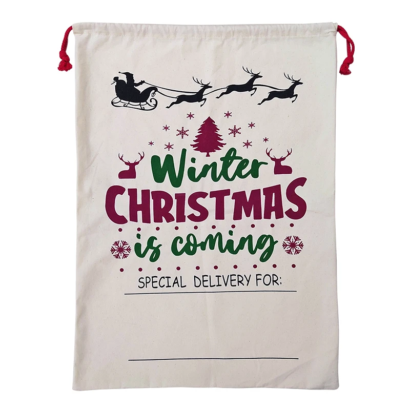 High King Wholesale Santa Sacks Large Christmas Cotton Shopping Bags Canvas Gift Socks