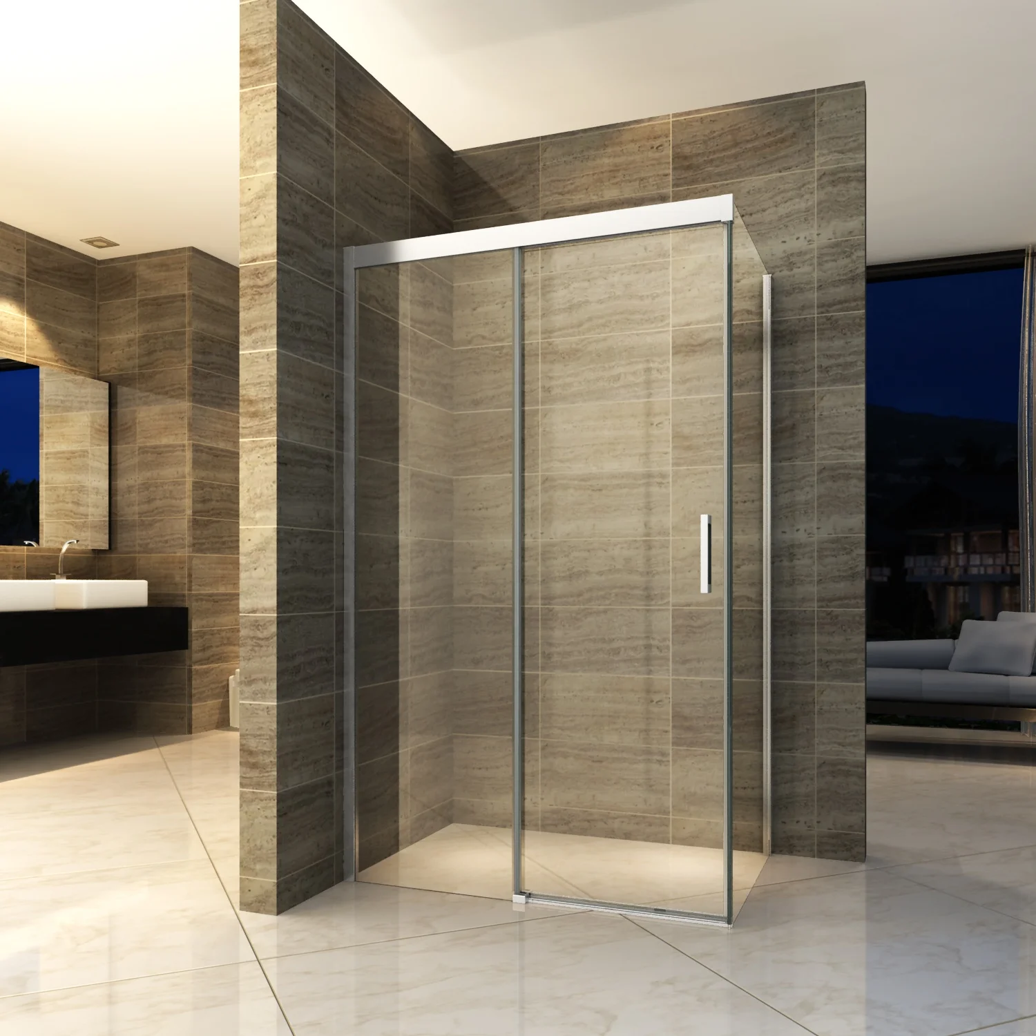 Commercial Premium Corner Entry Easy Sliding Shower Door Adjustment 6mm Tempered Glass Shower Room