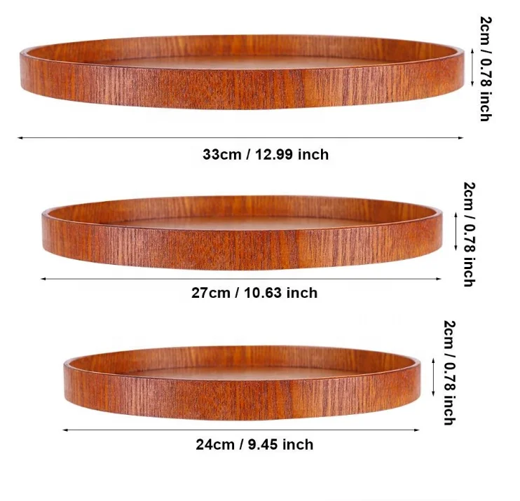 Plate non-slip brown wooden dish dish water dish with raised edges