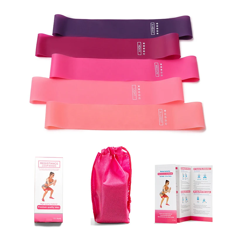 CHENHONG 100% Natural Latex Set Indoor Fitness Resistance Exercise Bands Elsticas with Instruction Guide Carry Bag