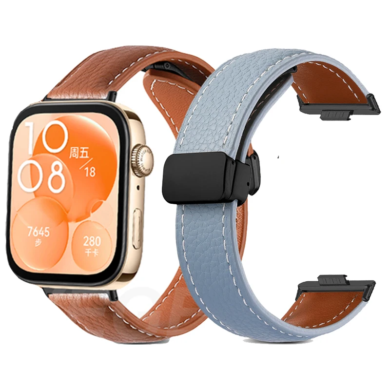 Magnetic D Buckle Band For Huawei Watch Fit 3 Smartwatch Leather Loop Bracelet Strap For Huawei Watch Fit3 Band Wristband Correa