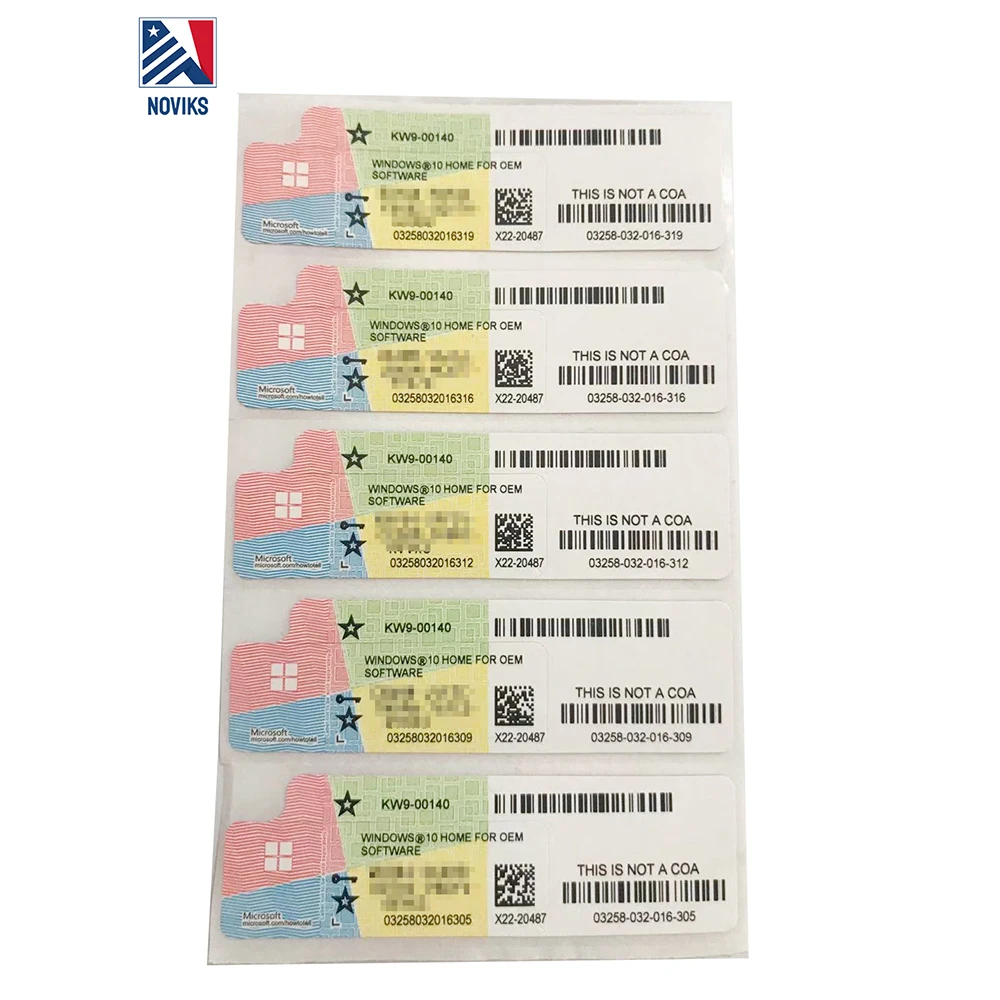 Наклейка для Windows 10 Home COA, активация Globle
