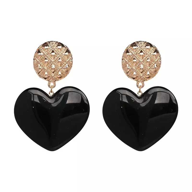 Trendy Vintage Heart Jewelry Big Blue Resin Heart Dangle Drop Earrings Summer Candy Color Heart Resin Earrings