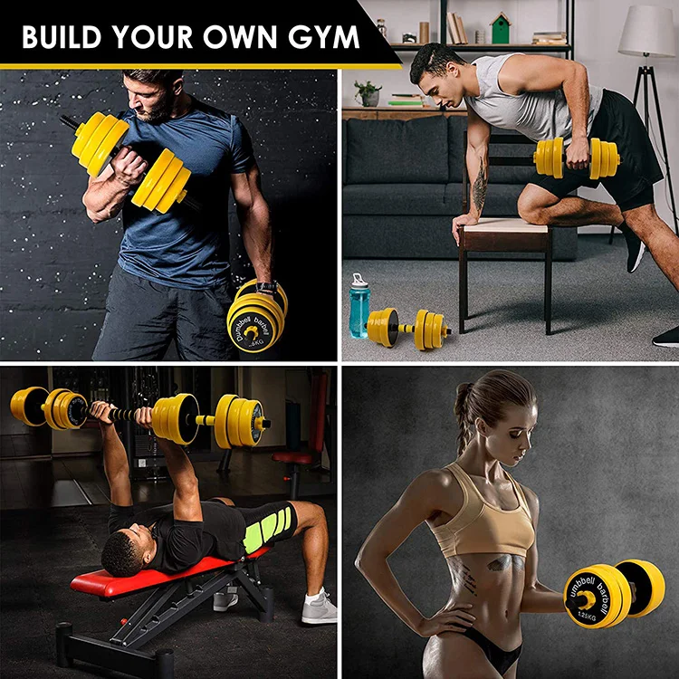 Free Weights 2-in-1 Set Non-slip Neoprene Hand Adjustable Dumbbell for Home OEM Unisex Gym and Office 40kg Universal Yellow