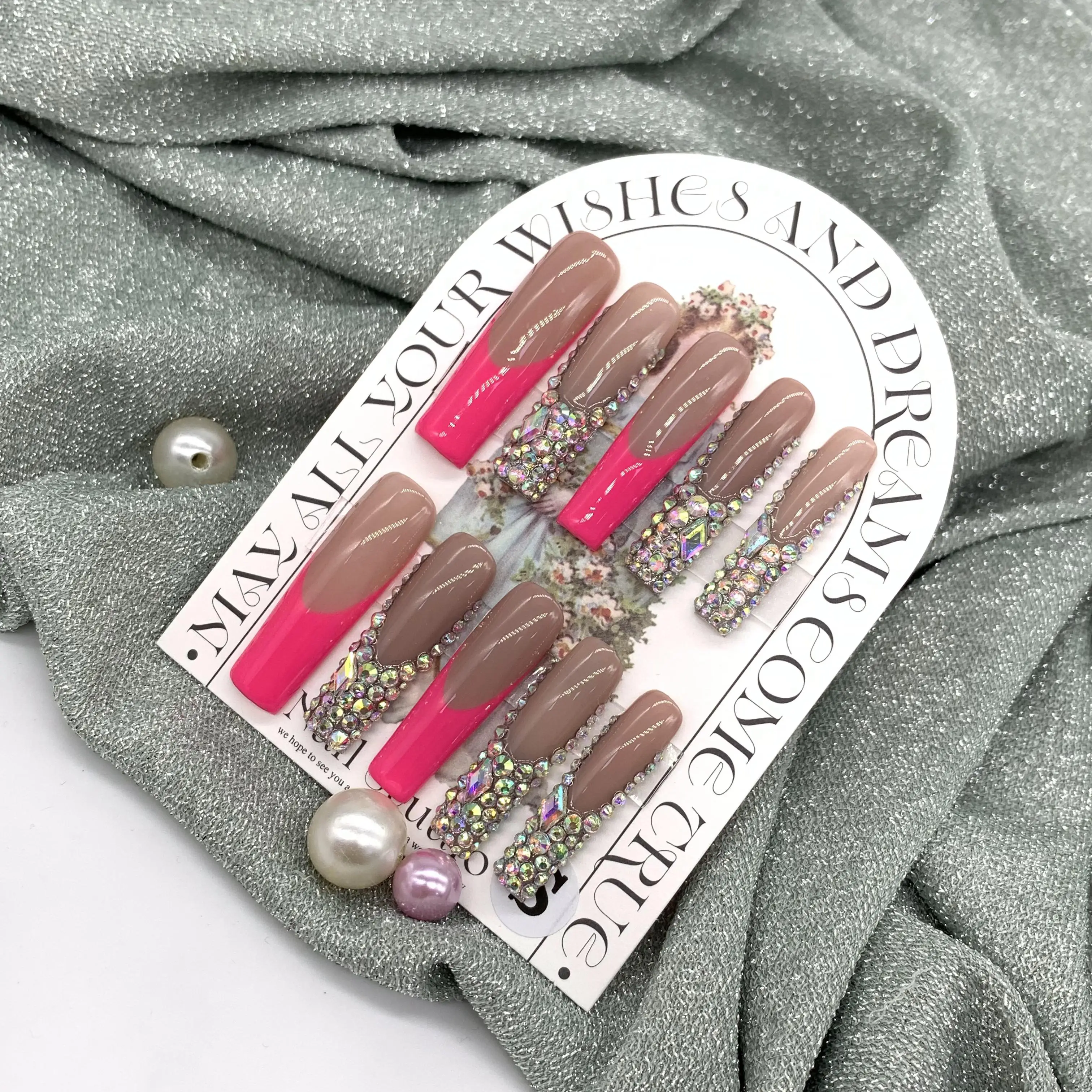 Handmade Nails French Style Press On Nails Long Minimalist Design  Nails With