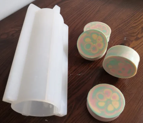 1151 DIY hexagonal oval love column tube embedded 3D silicone soap mold
