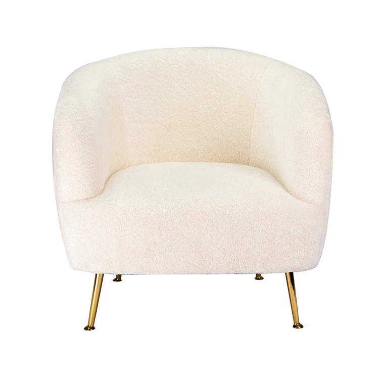 
China Supplier European Style Living Room Dining Room Velvet Fabric Single Sofa Chair With Metal Gold Legs 