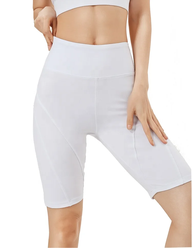 Fitness Clothing Women White Biker Shorts High Waist Butt Lift Workout Yoga Compression Shorts