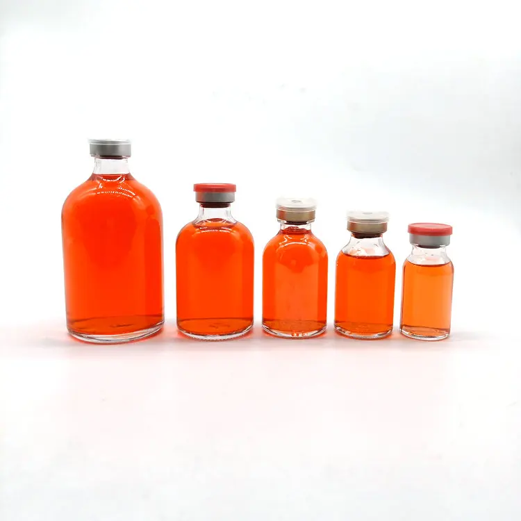 100ml 50ml 30ml 20ml 10ml glass moulded injection vial bottle glass medicine bottle with rubber and aluminum cap