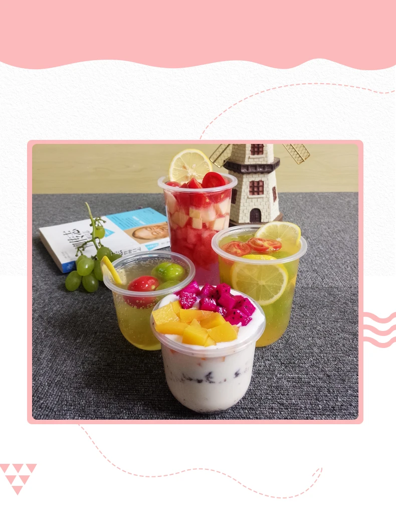 China factory custom logo disposable plastic milk tea u shape plastic cups 500ml boba bubble plastic pp cups