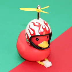 Rubber Red Duck Car Bike Decoration Black Duck Motorcycle Decoration With Propeller Helmet