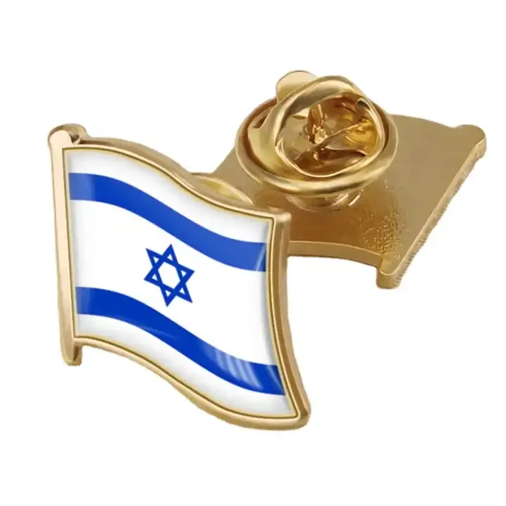 Hot Selling  Israel Saudi Arabia country flag lapel pin enamel alloy metal souvenir pin for Promotion