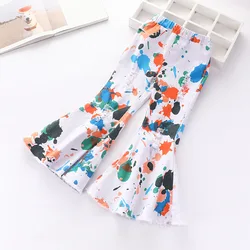 Girl Spring autumn clothing casual Camouflage abstract printing fashion trousers Elasticity long flare pants kids