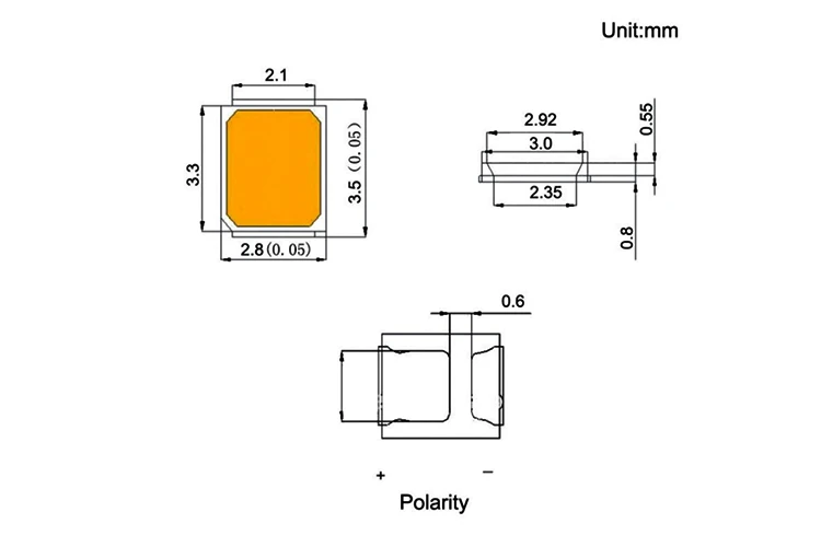 sanan Chip Smd 3v 6v 9v 18v 2835 Led 0.1w 0.2w 0.3w 0.5w 1w